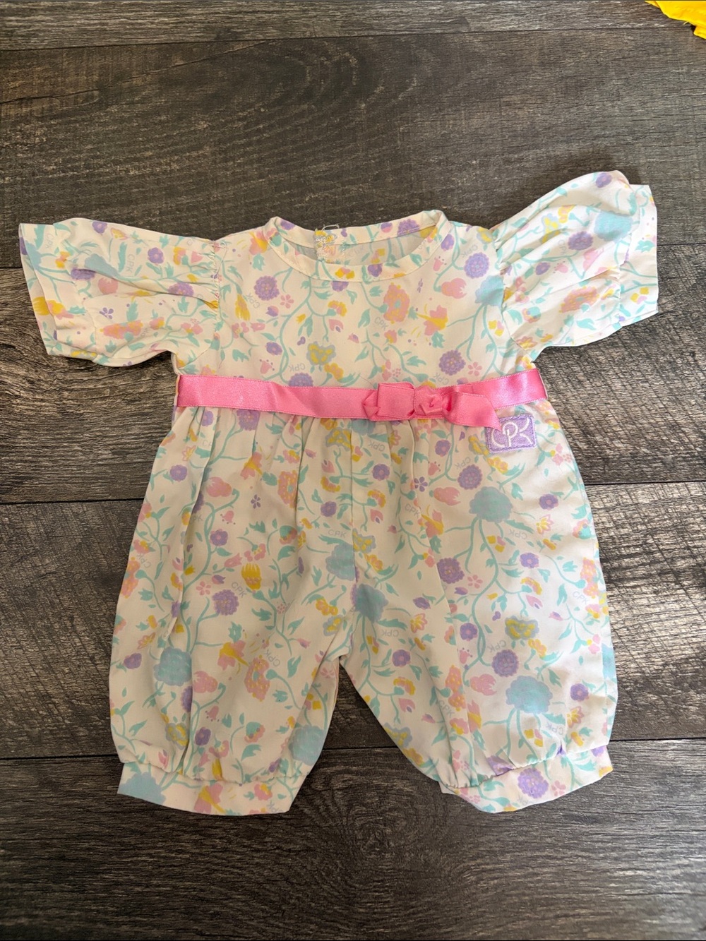 1991 Cabbage Patch Kid Doll floral one piece romper